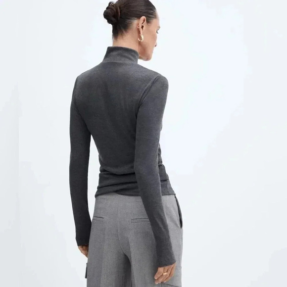 Mango Gray Turtleneck Shirt NWT - Picture 2 of 7